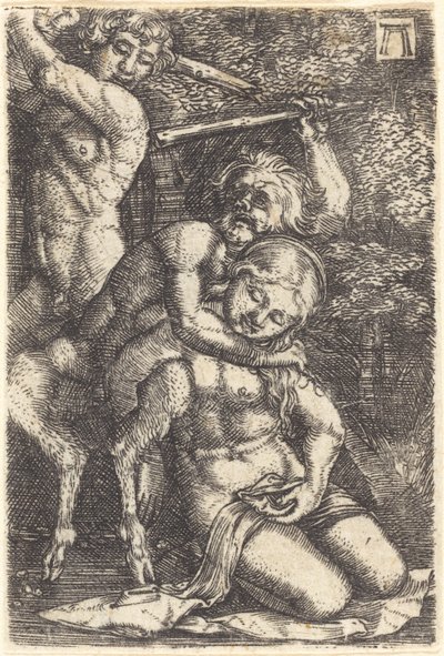 Dos sátiros peleando por una ninfa de Albrecht Altdorfer