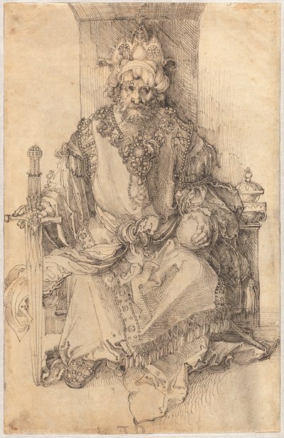 Un gobernante oriental sentado en su trono de Albrecht Dürer