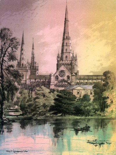 Catedral de Lichfield, Staffordshire, c1870 de Alfred Concanen