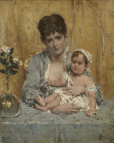 Madre e hijo, c.1875-80 de Alfred Emile Stevens