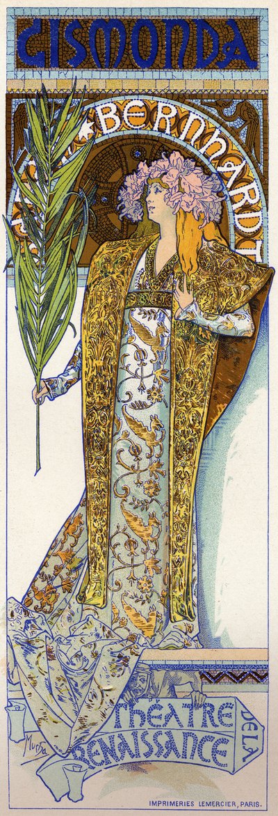 Gismonda con Sarah Bernhardt en París de Alphonse Marie Mucha