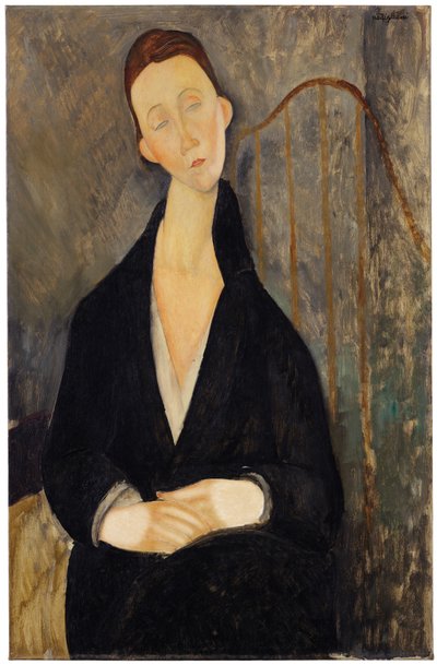 Lunia Czechowska (con vestido negro) de Amedeo Modigliani