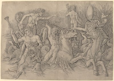 Batalla de los dioses del mar (mitad izquierda) de Andrea Mantegna