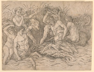 Batalla de los dioses del mar, mitad derecha de Andrea Mantegna