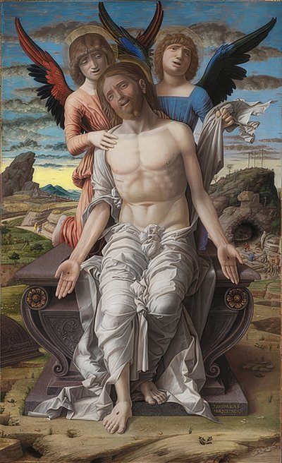 Cristo como el hombre de dolores, 1495-1500 de Andrea Mantegna