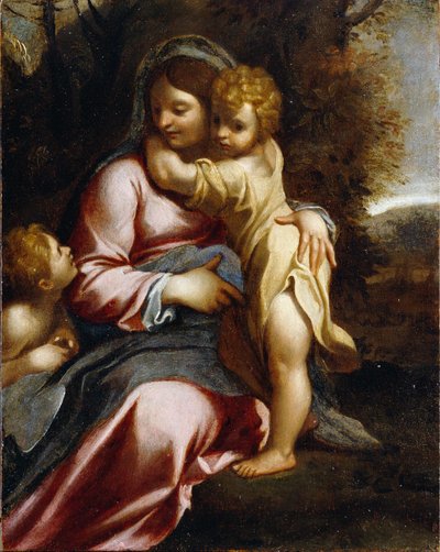 Madonna y el Niño con San Juan de Annibale Carracci