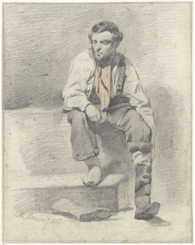 Trabajador sentado de Anton Mauve