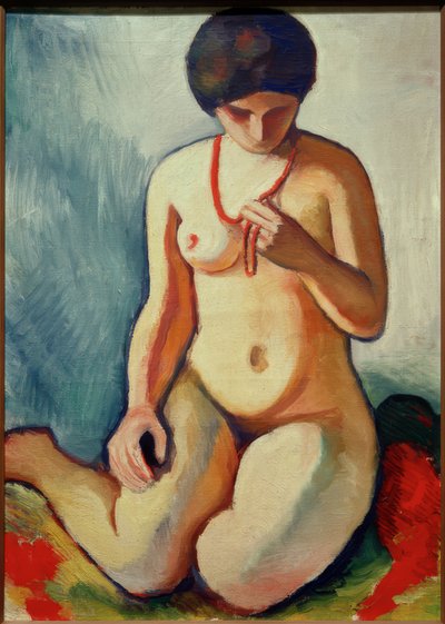 Desnudo con collar de coral de August Macke