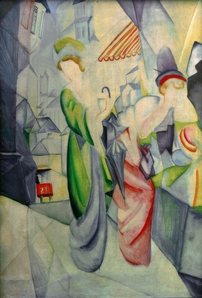 Mujeres luminosas frente a la sombrerería de August Macke