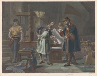 Interior de la imprenta de Johannes Gutenberg de Auguste Ledoux