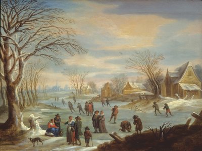 Paisaje Invernal con Patinadores de Balthasar Beschey