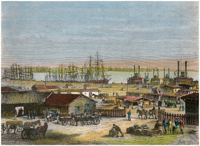 Río Misisipi, Nueva Orleans, Luisiana, EE.UU., c1880 de Barbant