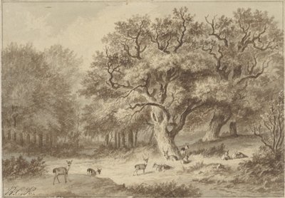 Paisaje forestal con ciervos de Barend Cornelis Koekkoek