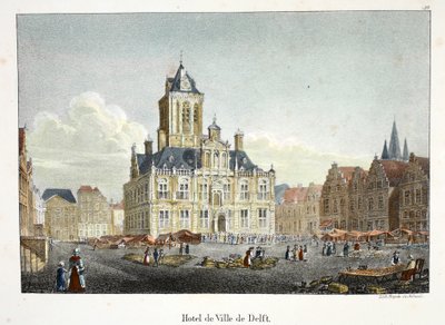 Hotel de Ville de Delft, c.1895 (fotochrom) de Belgian School