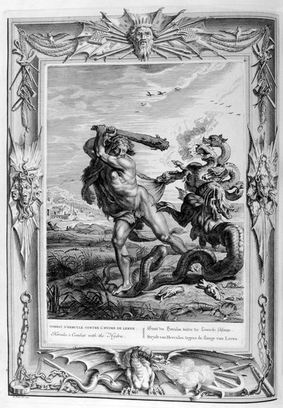 Hércules lucha contra la hidra de Lerna, 1733 de Bernard Picart