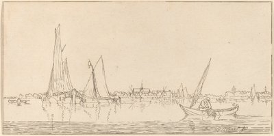 Río con ciudad, 1775 de Bernhard Schreuder