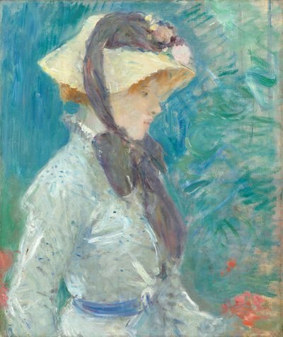 Joven Mujer con Sombrero de Paja de Berthe Morisot