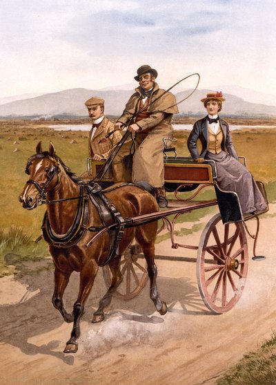 Irish Jaunting Car, c.1895 (litografía en color) de British School