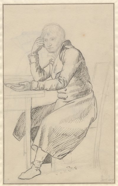Hombre sentado en una mesa de Christoffer Wilhelm Eckersberg