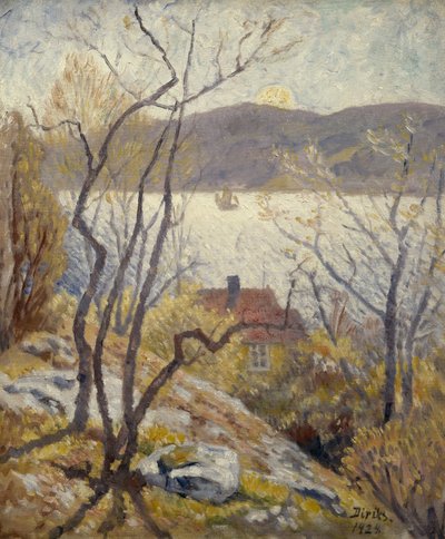 paisaje costero con casas de Carl Edvard Diriks