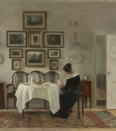 Madre e hijo en la mesa de Carl Holsoe