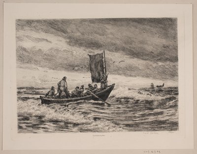 Barco de pesca en el oleaje de Carl Locher