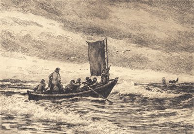 Barco de pesca en el oleaje de Carl Locher