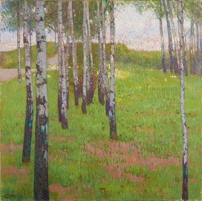 Bosque de abedules a la luz de la tarde de Carl Moll