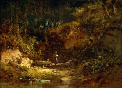 Niña en la fuente del bosque de Carl Spitzweg