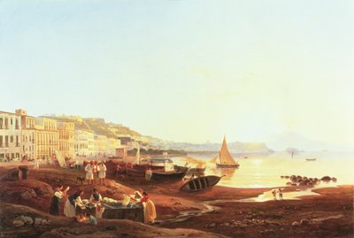 Puerto de Mergellina, c.1831 de Carl Wilhelm Goetzloff