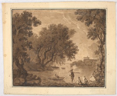 Pescadores en el paisaje de Carlo Marchionni