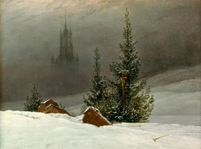 Paisaje de invierno con iglesia de Caspar David Friedrich