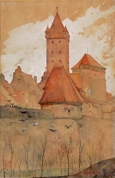 Torres de la muralla de la ciudad, Núremberg, 1897 de Cass Gilbert