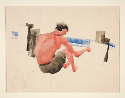 La artista en la playa dibujando de Charles Demuth