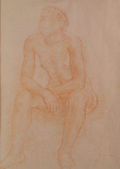 Desnudo sentado (tiza roja sobre papel) de Charles Despiau