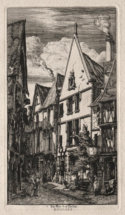 Rue des Toiles, Bourges, 1853 de Charles Meryon