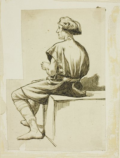 Hombre sentado con túnica de Charles Samuel Keene