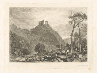 Castillo de Okehampton, en el río Okement de Charles Turner