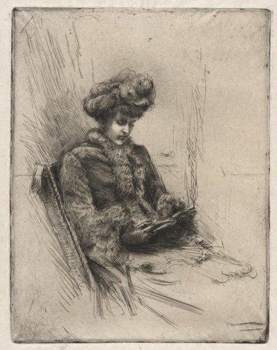 Mujer joven sentada, leyendo de Charles Yardley Turner