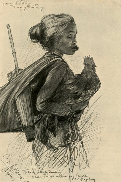 Mujer masticando tabaco, Magelang, Java de Christian Wilhelm Allers