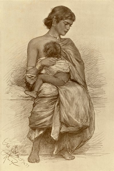 Joven madre, Kandy, Ceilán, 1898 de Christian Wilhelm Allers