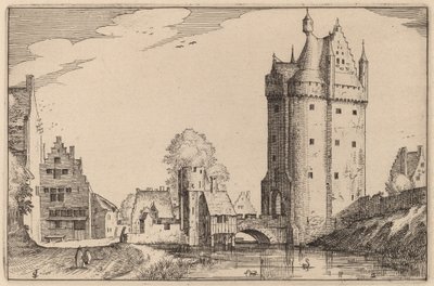 Puerta de la ciudad de Claes Jansz Visscher after Johannes van Doetechum, the Elder after Lucas