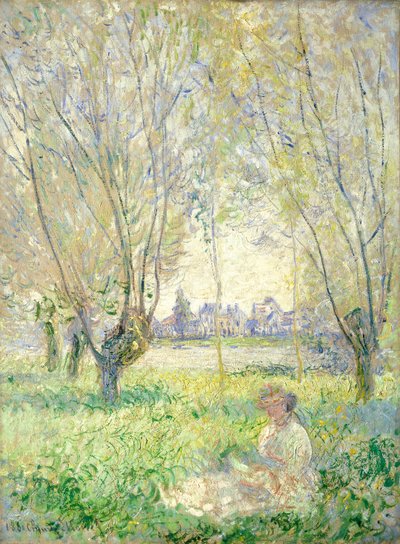 Mujer sentada bajo los Sauces de Claude Monet