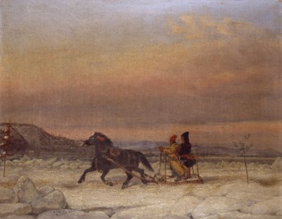 Trineo en la nieve de Cornelius Krieghoff