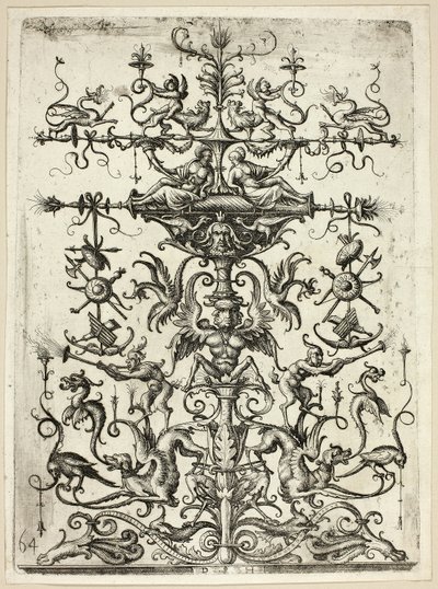 Ornamento con arabescos, 1526/30, impreso en 1684 de Daniel Hopfer