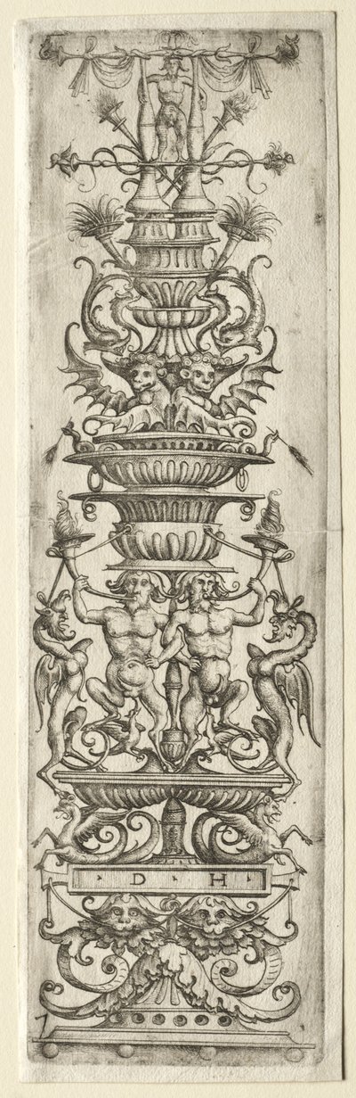 Ornamento de filete con candelabro de Daniel I Hopfer