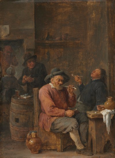 Campesinos fumando en una posada de David Teniers