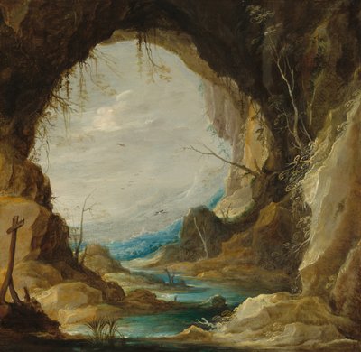 Vista desde una gruta, principios de 1630 de David Teniers II