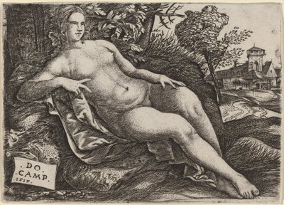 Venus reclinada en un paisaje de Domenico Campagnola