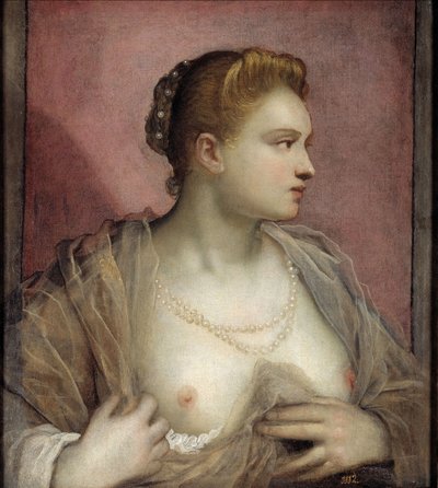 Dama mostrando su pecho de Domenico Robusti Tintoretto